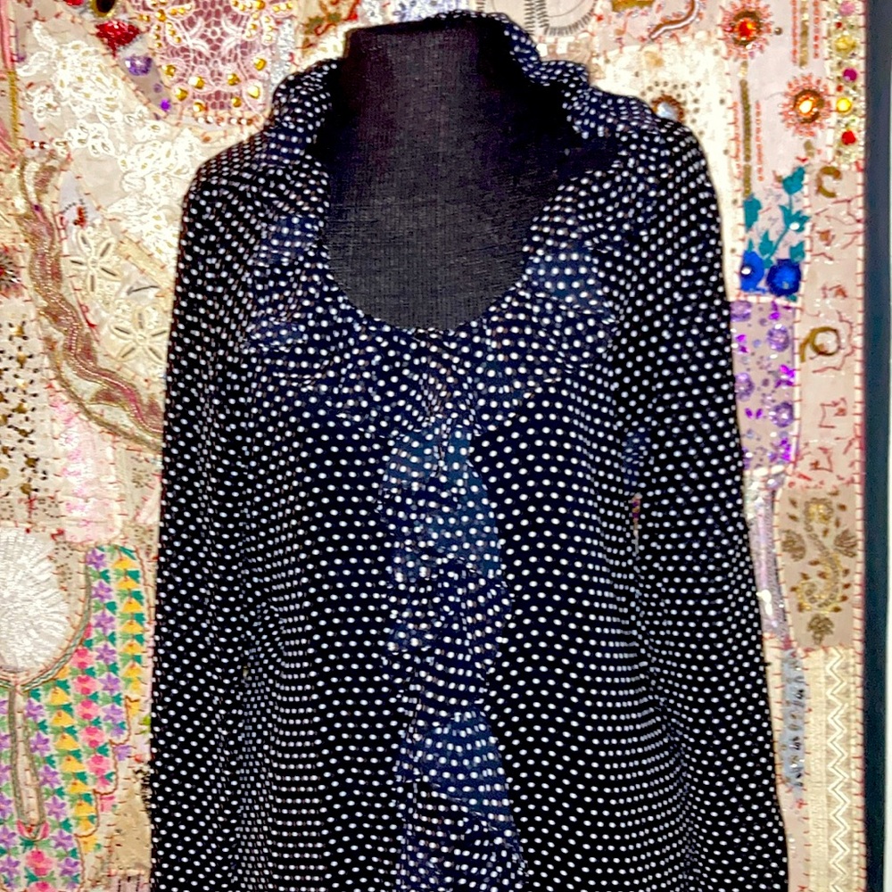 100% Polyester Ruffled Closed Front Blouse - image 1